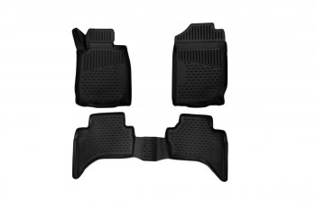 Комплект 3D ковриков салона Triton manual & automatic Element (полиуретан) Double cab., правый руль Mitsubishi L200 5 KK,KL дорестайлинг (2015-2019)  (Черные)