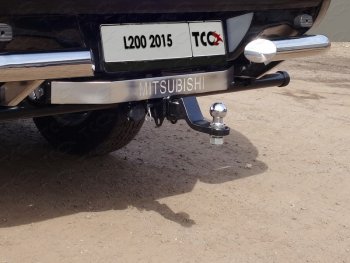 19 499 р. Фаркоп (тягово-сцепное устройство) TCC (надпись Mitsubishi, без заднего бампера) Mitsubishi L200 5 KK,KL дорестайлинг (2015-2019) (Оцинкованный, шар E). Увеличить фотографию 1