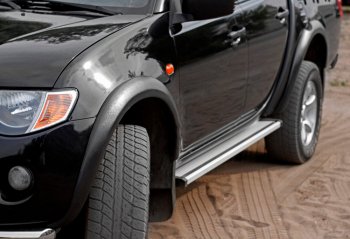 11 549 р. Накладки колесных арок RA (40 мм, комплект)  Mitsubishi L200 ( 4,  5 KK,KL) (2006-2022) (Поверхность глянец (под окраску), Неокрашенные). Увеличить фотографию 1