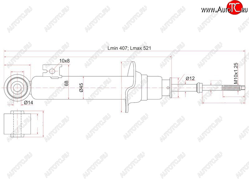 1 829 р. Амортизатор передний LH=RH SAT Mitsubishi L200 4  дорестайлинг (2006-2014)