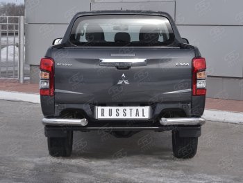 12 999 р. Защита заднего бампера (Ø76 мм уголки, нержавейка) SLITKOFF  Mitsubishi L200  5 KK,KL (2018-2022) рестайлинг. Увеличить фотографию 1