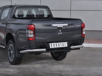 12 999 р. Защита заднего бампера (Ø76 мм уголки, нержавейка) SLITKOFF  Mitsubishi L200  5 KK,KL (2018-2022) рестайлинг. Увеличить фотографию 3