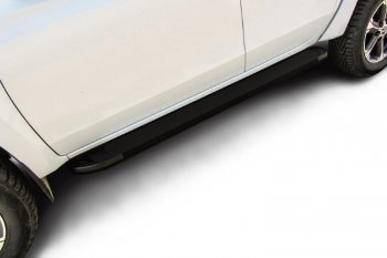 13 799 р. Пороги алюминиевые Slitkoff  Mitsubishi L200  5 KK,KL (2018-2022) (Optima Black ). Увеличить фотографию 1