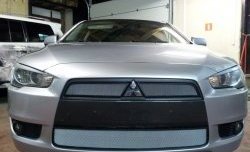 Сетка на бампер (дорестайлинг) Russtal (хром) Mitsubishi Lancer 10 седан рестайлинг (2011-2017)