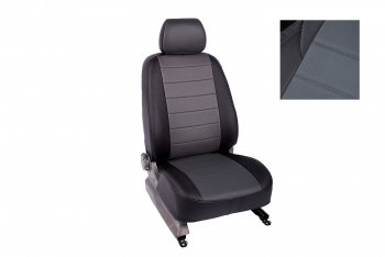 6 249 р. Чехлы для сидений (экокожа, с задним подлокотником) SeiNtex  Mitsubishi Lancer  10 (2007-2010) (черный/серый). Увеличить фотографию 1
