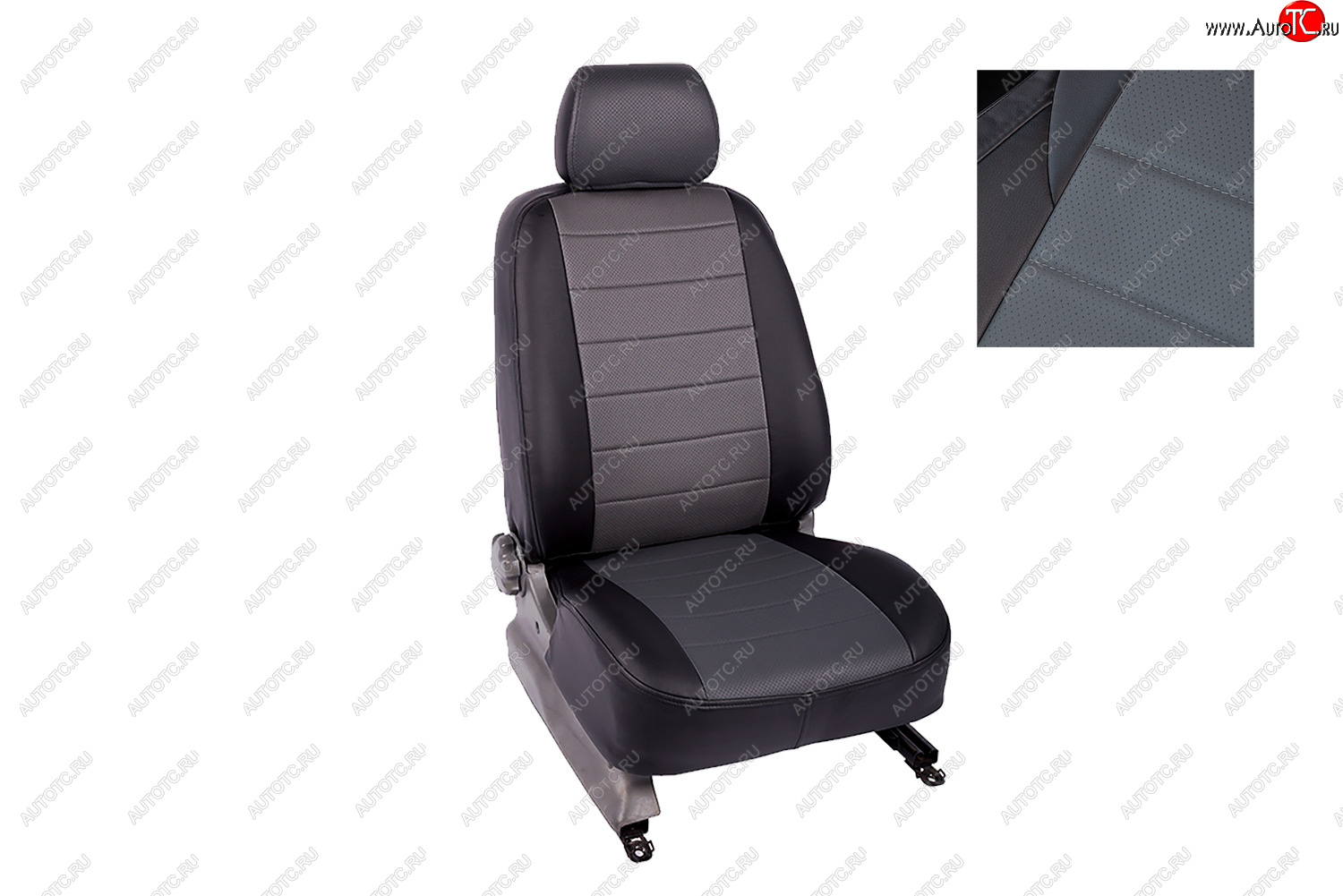 6 249 р. Чехлы для сидений (экокожа, с задним подлокотником) SeiNtex  Mitsubishi Lancer  10 (2007-2010) (черный/серый)