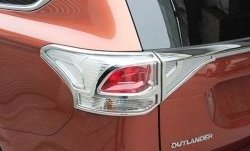 5 349 р. Накладки на фонари СТ Mitsubishi Outlander GF 2-ой рестайлинг (2015-2018) (Неокрашенные). Увеличить фотографию 1
