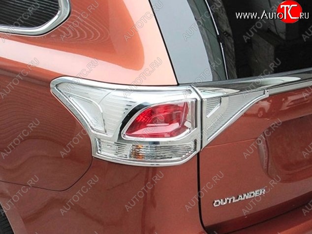 5 349 р. Накладки на фонари СТ Mitsubishi Outlander GF 2-ой рестайлинг (2015-2018) (Неокрашенные)