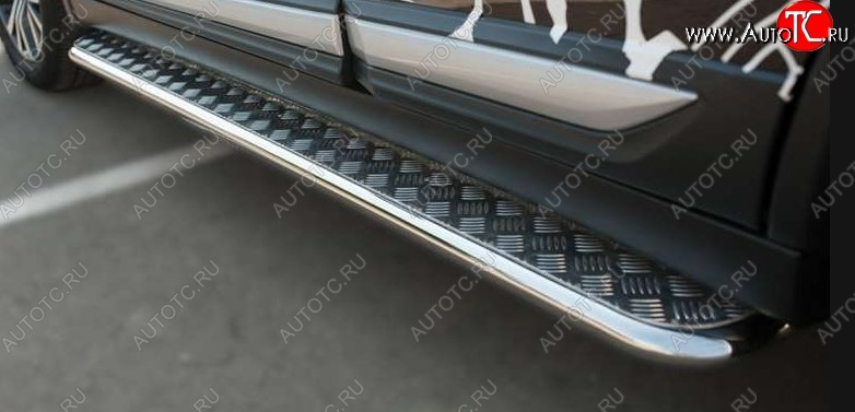 19 749 р. Порожки для ног (Ø42) Russtal Mitsubishi Outlander GF 2-ой рестайлинг (2015-2018) (лист - алюминий, профиль - сталь)