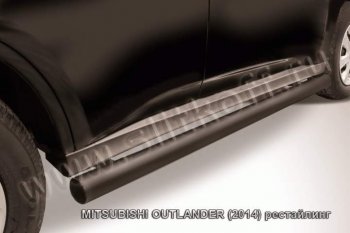 7 749 р. Защита порогов Slitkoff  Mitsubishi Outlander  GF (2014-2016) (Цвет: серебристый). Увеличить фотографию 1
