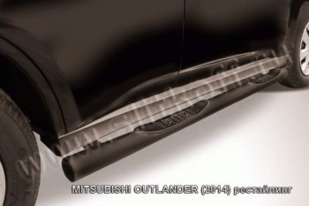 8 349 р. Защита порогов Slitkoff  Mitsubishi Outlander  GF (2014-2016) (Цвет: серебристый). Увеличить фотографию 1