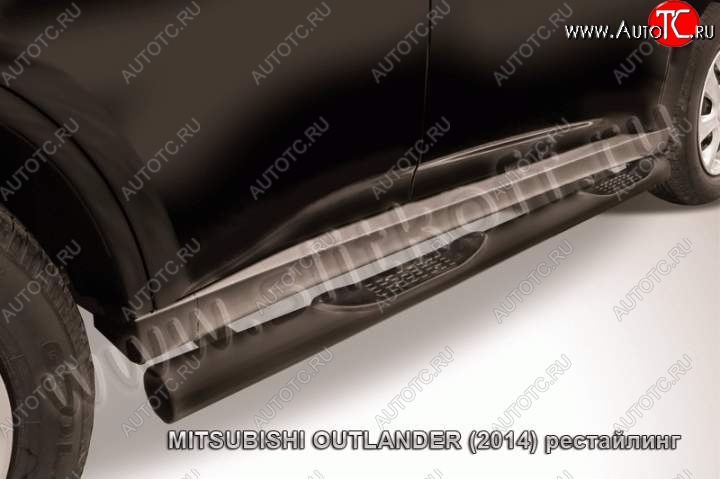 9 749 р. Защита порогов Slitkoff Mitsubishi Outlander GF 2-ой рестайлинг (2015-2018) (Цвет: серебристый)