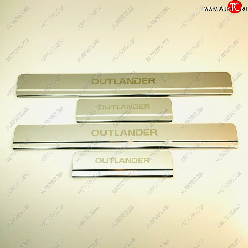 2 199 р. Накладки порожков салона INOX  Mitsubishi Outlander  GF (2014-2024) (Нержавеющая сталь)