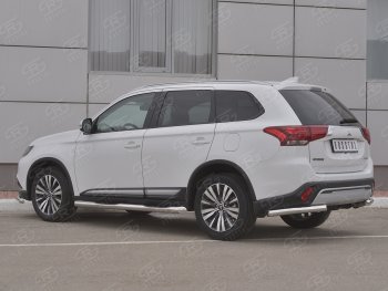 10 899 р. Защита заднего бампера (Ø63 мм уголки, нержавейка) SLITKOFF  Mitsubishi Outlander  GF (2018-2022) 3-ий рестайлинг. Увеличить фотографию 2