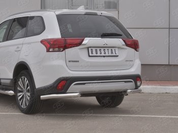 10 899 р. Защита заднего бампера (Ø63 мм уголки, нержавейка) SLITKOFF  Mitsubishi Outlander  GF (2018-2022) 3-ий рестайлинг. Увеличить фотографию 3