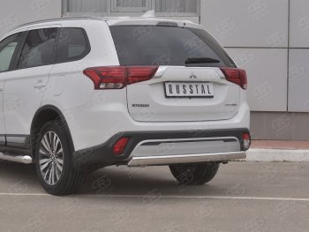 15 999 р. Защита заднего бампера (Ø75x42 мм, нержавейка) Russtal Mitsubishi Outlander GF 3-ий рестайлинг (2018-2024). Увеличить фотографию 1