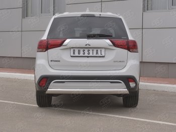 15 999 р. Защита заднего бампера (Ø75x42 мм, нержавейка) Russtal Mitsubishi Outlander GF 3-ий рестайлинг (2018-2022). Увеличить фотографию 2