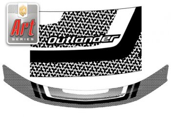 2 079 р. Дефлектор капота CA-Plastiс  Mitsubishi Outlander  XL (2005-2009) (Серия Art белая). Увеличить фотографию 1
