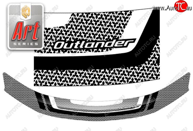 2 079 р. Дефлектор капота CA-Plastiс  Mitsubishi Outlander  XL (2005-2009) (Серия Art белая)