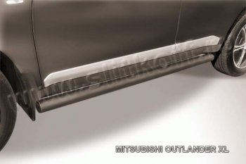 8 349 р. Защита порогов Slitkoff  Mitsubishi Outlander  XL (2005-2009) (Цвет: серебристый). Увеличить фотографию 1