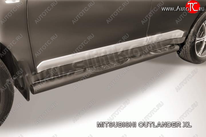 9 749 р. Защита порогов Slitkoff  Mitsubishi Outlander  XL (2005-2009) (Цвет: серебристый)