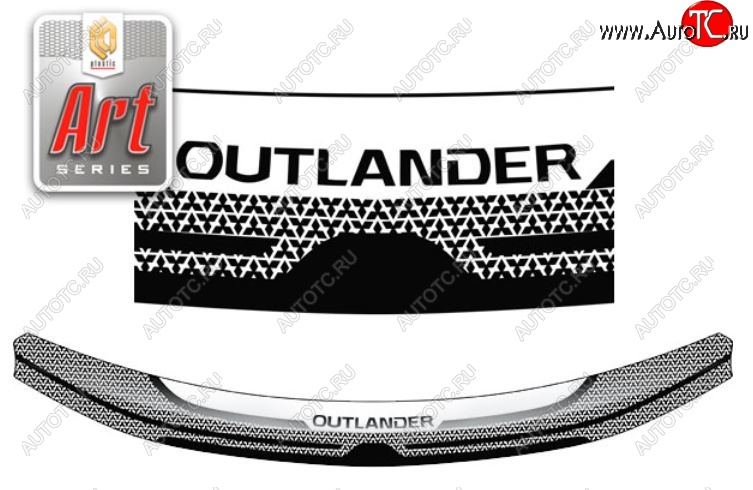 2 349 р. Дефлектор капота CA-Plastiс  Mitsubishi Outlander  GF (2012-2014) (Серия Art графит)