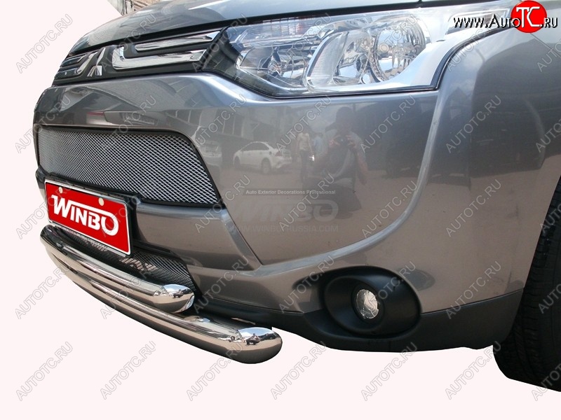 14 349 р. Защита переднего бампера WINBO (Ø76 и 63 мм, нержавейка) Mitsubishi Outlander XL (CW)  рестайлинг (2010-2013)