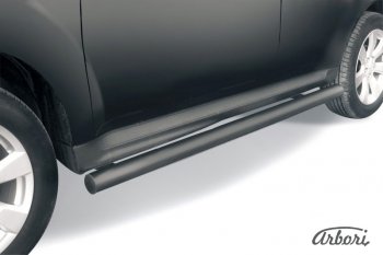 6 569 р. Защита штатных порогов Arbori (черная, d76 mm). Mitsubishi Outlander XL (CW)  рестайлинг (2010-2013). Увеличить фотографию 1