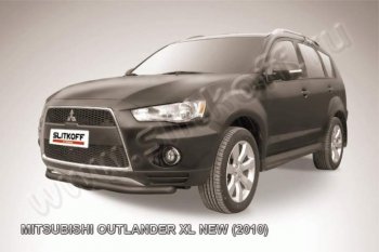 8 449 р. Защита переднего бампер Slitkoff Mitsubishi Outlander XL (CW)  рестайлинг (2010-2013) (Цвет: серебристый). Увеличить фотографию 1