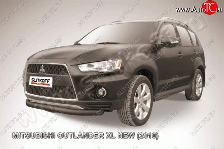 8 299 р. защита переднего бампера Slitkoff Mitsubishi Outlander XL (CW)  рестайлинг (2010-2013) (Цвет: серебристый)
