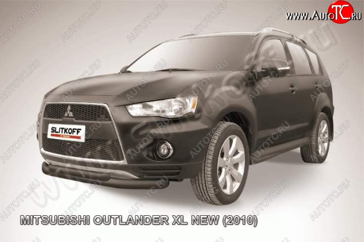 11 399 р. Защита переднего бампер Slitkoff  Mitsubishi Outlander  XL (2010-2013) (Цвет: серебристый)