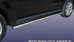 15 649 р. Защита порогов из круглой трубы диаметром 57 мм Slitkoff  Mitsubishi Outlander  XL (2010-2013) (Нержавейка, Полированная). Увеличить фотографию 1