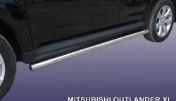 Защита порогов из круглой трубы диаметром 76 мм Slitkoff Mitsubishi Outlander XL (CW)  рестайлинг (2010-2013)