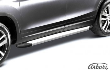 Порожки для ног Arbori Optima Silver Mitsubishi Outlander GF 1-ый рестайлинг (2014-2016)