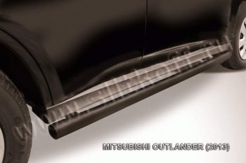 7 749 р. Защита порогов Slitkoff  Mitsubishi Outlander  GF (2012-2014) (Цвет: серебристый). Увеличить фотографию 1