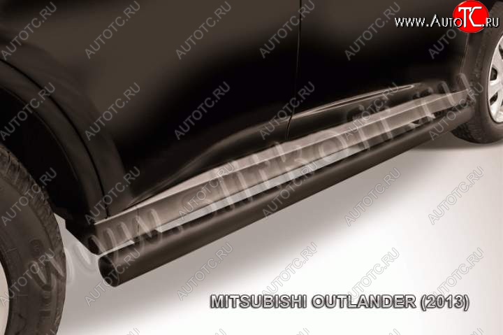 7 749 р. Защита порогов Slitkoff  Mitsubishi Outlander  GF (2012-2014) (Цвет: серебристый)