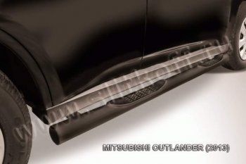 9 749 р. Защита порогов Slitkoff  Mitsubishi Outlander  GF (2012-2014) (Цвет: серебристый). Увеличить фотографию 1