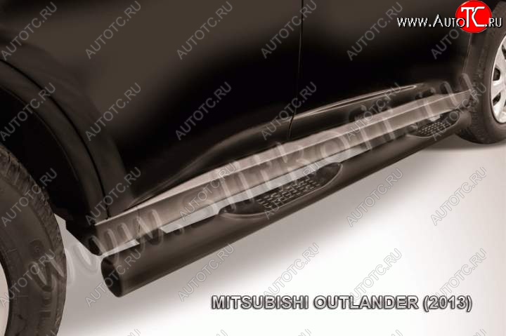 9 749 р. Защита порогов Slitkoff  Mitsubishi Outlander  GF (2012-2014) (Цвет: серебристый)
