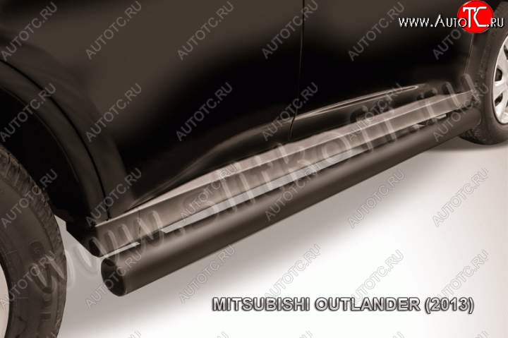 8 349 р. Защита порогов Slitkoff  Mitsubishi Outlander  GF (2012-2014) (Цвет: серебристый)