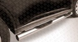 Защита порогов из трубы d76 мм с пластиковыми вставками для ног Slitkoff Mitsubishi Outlander GF дорестайлинг (2012-2014)