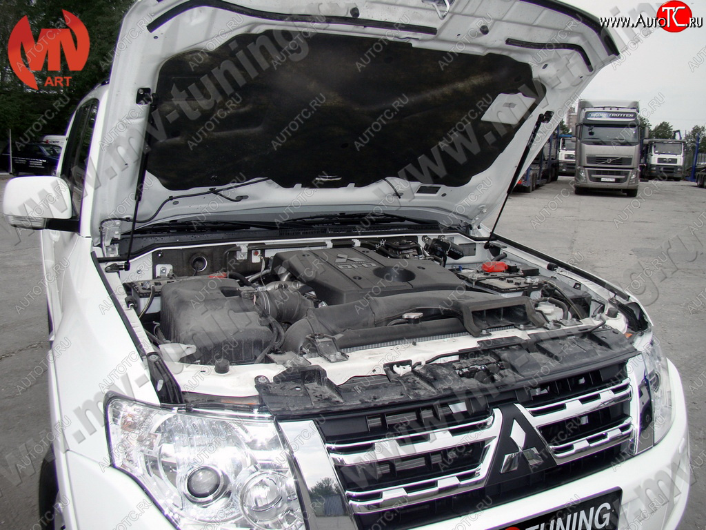 4 099 р. Упор капота MV-Tuning (двойной)  Mitsubishi Pajero ( 4 V90,  4 V80) (2006-2020)