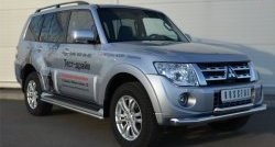 25 199 р. Защита переднего бампера (2 трубыØ76 и 63 мм, нержавейка) SLITKOFF  Mitsubishi Pajero ( 4 V90,  4 V80) (2011-2015) 1-ый рестайлинг, 3 дв. 1-ый рестайлинг. Увеличить фотографию 4