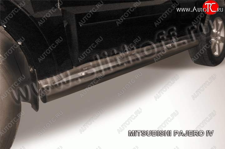 11 749 р. Защита порогов Slitkoff Mitsubishi Pajero 4 V90 дорестайлинг (2006-2011) (Цвет: серебристый)