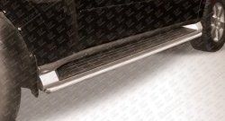 8 599 р. Защита штатных порогов из круглой трубы диаметром 42 мм Slitkoff  Mitsubishi Pajero  4 V90 (2006-2015) (Нержавейка, Полированная). Увеличить фотографию 1