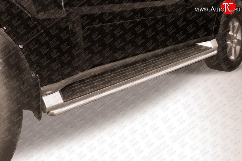 11 999 р. Защита штатных порогов из круглой трубы диаметром 42 мм Slitkoff Mitsubishi Pajero 4 V90 дорестайлинг (2006-2011) (Нержавейка, Полированная)