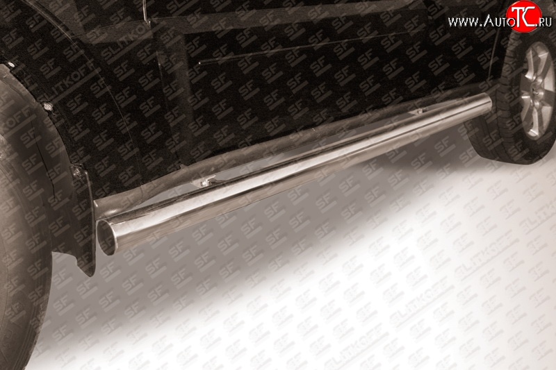 11 949 р. Защита порогов из круглой трубы диаметром 76 мм Slitkoff  Mitsubishi Pajero  4 V90 (2006-2015) (Нержавейка, Полированная)