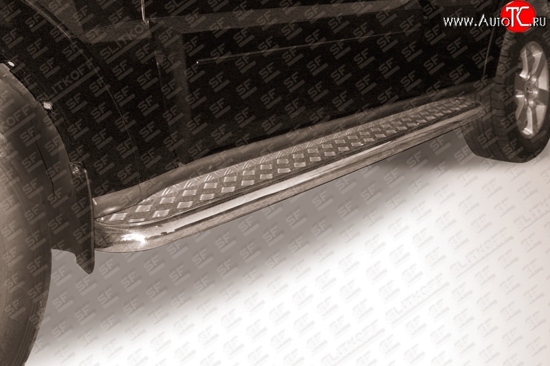 13 549 р. Широкая защита порогов с трубой диаметром 57 мм Slitkoff  Mitsubishi Pajero  4 V90 (2006-2015)
