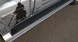 13 349 р. Защита порогов из круглой трубы диаметром 42 мм Russtal  Mitsubishi Pajero  4 V90 (2006-2015) (Защита порогов с со скосами на торцах (вариант 1)). Увеличить фотографию 1