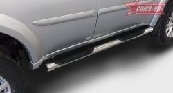 Защита порогов с проступью Souz-96 (d76) Mitsubishi Pajero Sport 3 QE дорестайлинг (2015-2021)