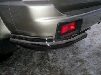 5 499 р. Защита заднего бампера Slitkoff (Ø 57+Ø42, уголки) Mitsubishi Pajero Sport 1 PA дорестайлинг (1996-2004) (Сталь с полимерным покрытием. Цвет: черный). Увеличить фотографию 1